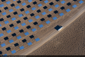 Heliostats (mirrors) at Crescent Dunes Solar, near Tonopah, Nevada: digital photograph