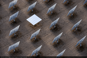 Heliostats at Crescent Dunes Solar, near Tonopah, Nevada: digital photograph