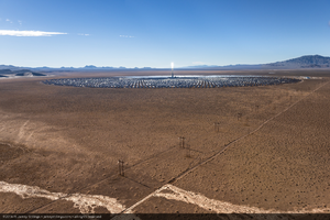 Aerial photo of the power production and system testing at Crescent Dunes Solar, near Tonopah, Nevada: digital photograph