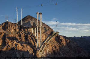 Photograph of construction for the Mike O'Callaghan-Pat Tillman Memorial Bridge on the Arizona side of Hoover Dam, March 5, 2009