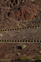 Photograph of road bed shoulder stabilization and rail guards on the Nevada side of the Mike O'Callaghan-Pat Tillman Memorial Bridge, April 29, 2009