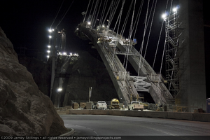 Photograph of the Mike O'Callaghan-Pat Tillman Memorial Bridge arch under construction, Nevada-Arizona border, April 29, 2009