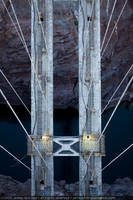 Photograph of arch segments for the Mike O'Callaghan-Pat Tillman Memorial Bridge under construction over the Colorado River, Nevada-Arizona border, May 20, 2009
