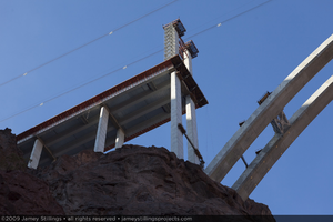 Photograph of the side bridge deck and arch foundation on the Nevada side of the Mike O'Callaghan-Pat Tillman Memorial Bridge, September 8, 2009