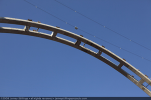Photograph of the completed arch of the Mike O'Callaghan-Pat Tillman Memorial Bridge, Nevada-Arizona border, September 8, 2009