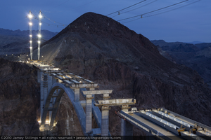 Photograph of the Mike O'Callaghan-Pat Tillman Memorial Bridge being constructed, Nevada-Arizona border, February 2, 2010