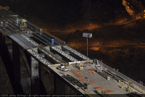 Photograph of construction of the Mike O'Callaghan-Pat Tillman Memorial Bridge deck, Nevada-Arizona border, April 13, 2010