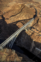 Photograph showing an aerial view of the Mike O'Callaghan-Pat Tillman Memorial Bridge, Nevada-Arizona border, April 10, 2012