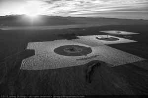 Photograph of Ivanpah Solar Units 3, 2, and 1 looking southeast at sunrise, March 21, 2013