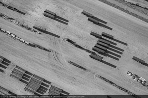 Photograph of storage trailers in power block construction zone, April 11, 2012
