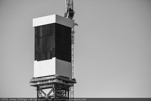 Photograph of black thermal target at top of Unit 1 power tower, June 4, 2012