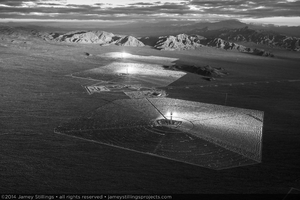 Photograph of Ivanpah Solar looking to the northwest at sunrise, February 3, 2014