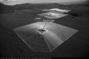 Photograph of Ivanpah Solar looking to the northwest at dawn, February 3, 2014