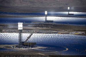 Photograph of Units 1, 2, and 3 power towers producing electricity, February 3, 2014