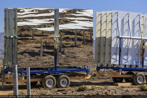 Photograph of heliostats on trailers, June 4, 2012