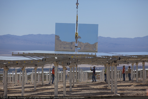 Photograph of heliostat installation at Unit 3, October 1, 2013