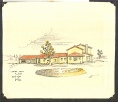 Color sketch of "Cupid's Spot" Walking Box Ranch house at Walking Box Ranch, Nevada: photographic print