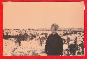 Rex Bell Jr. in the snow at Walking Box Ranch, Nevada: photographic print