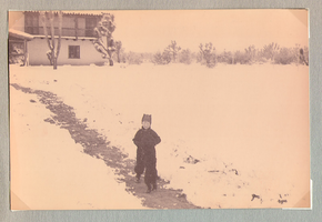 Rex Bell Jr. in the snow at Walking Box Ranch, Nevada: photographic print