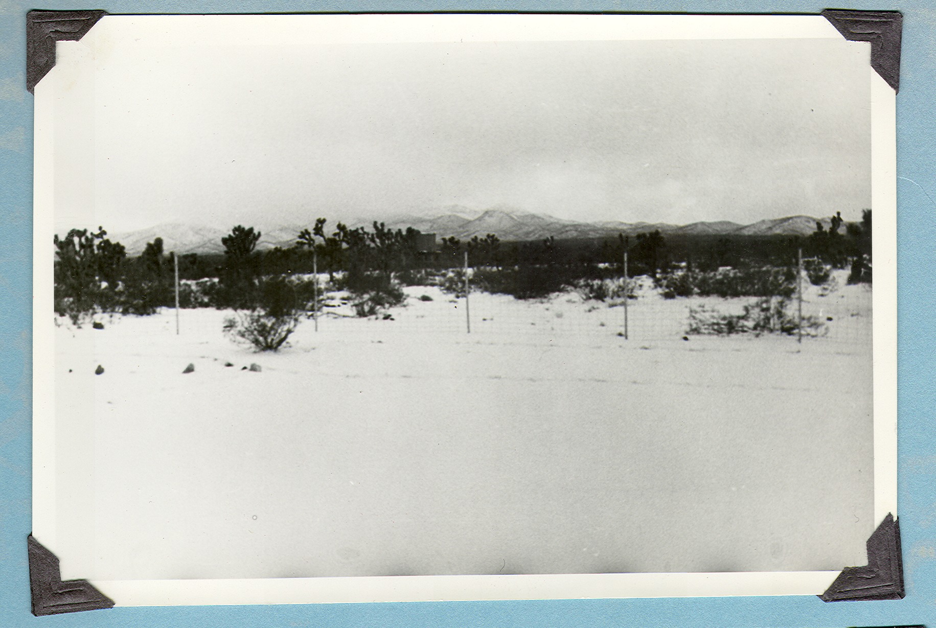 Desert scene on the ranch after snowfall: photographic print