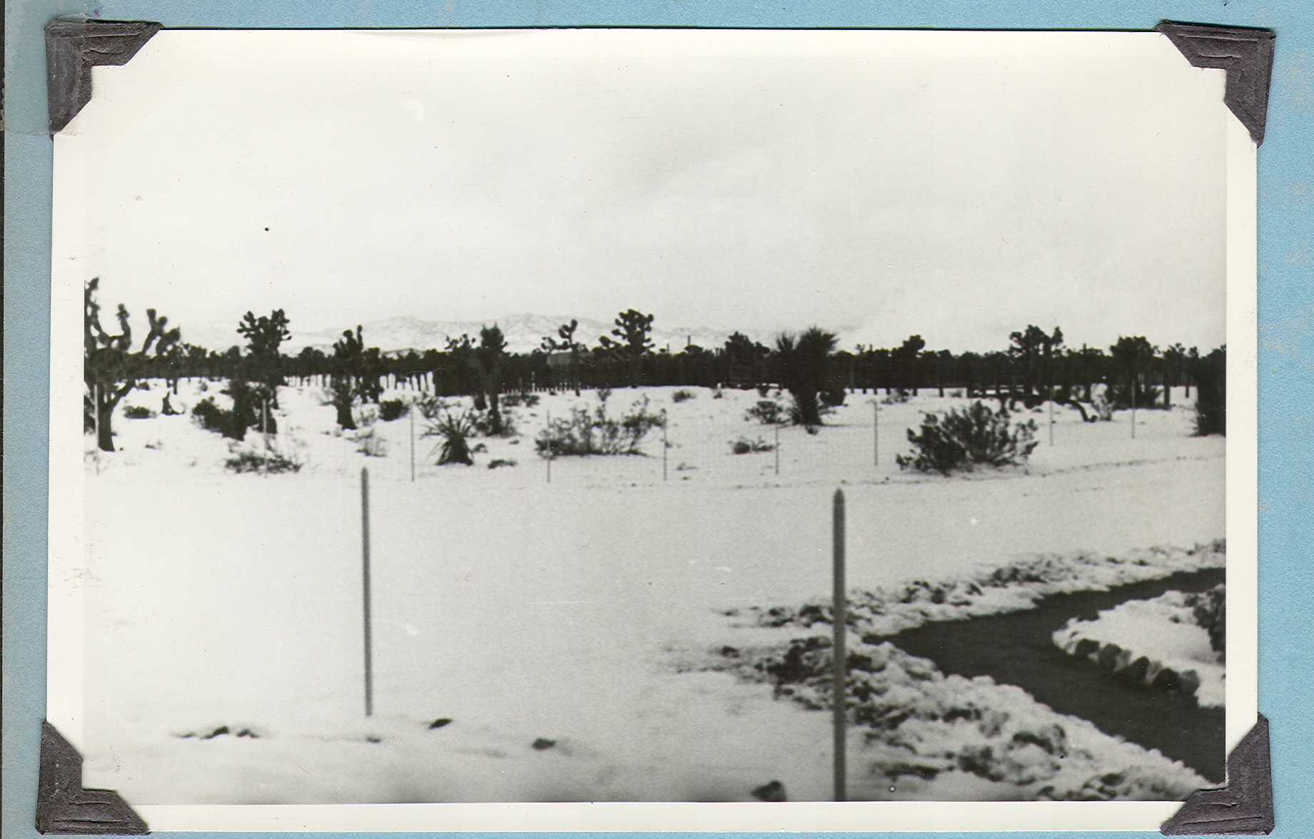 Ranch desert scene after snowfall: photographic print