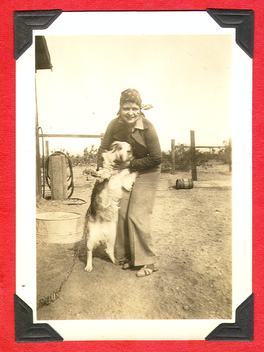Clara Bow Bell with one of her dogs: photographic print