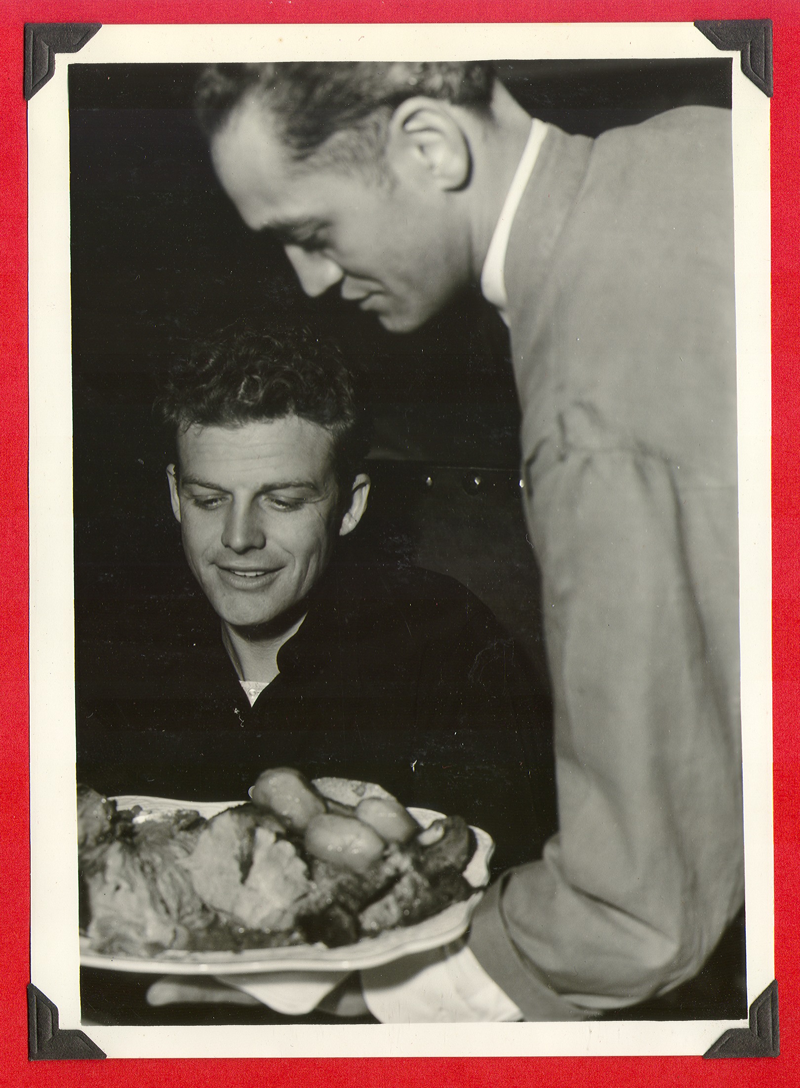 Rex Bell being served dinner by a waiter, Richard- at the ranch: photographic print