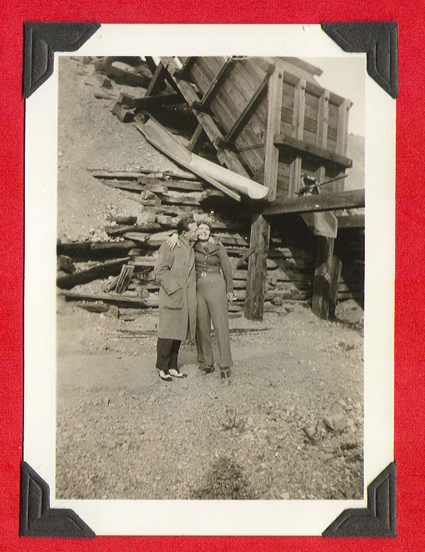 Probably Clara Bow (and Rex?) outside a mine shaft: photographic print