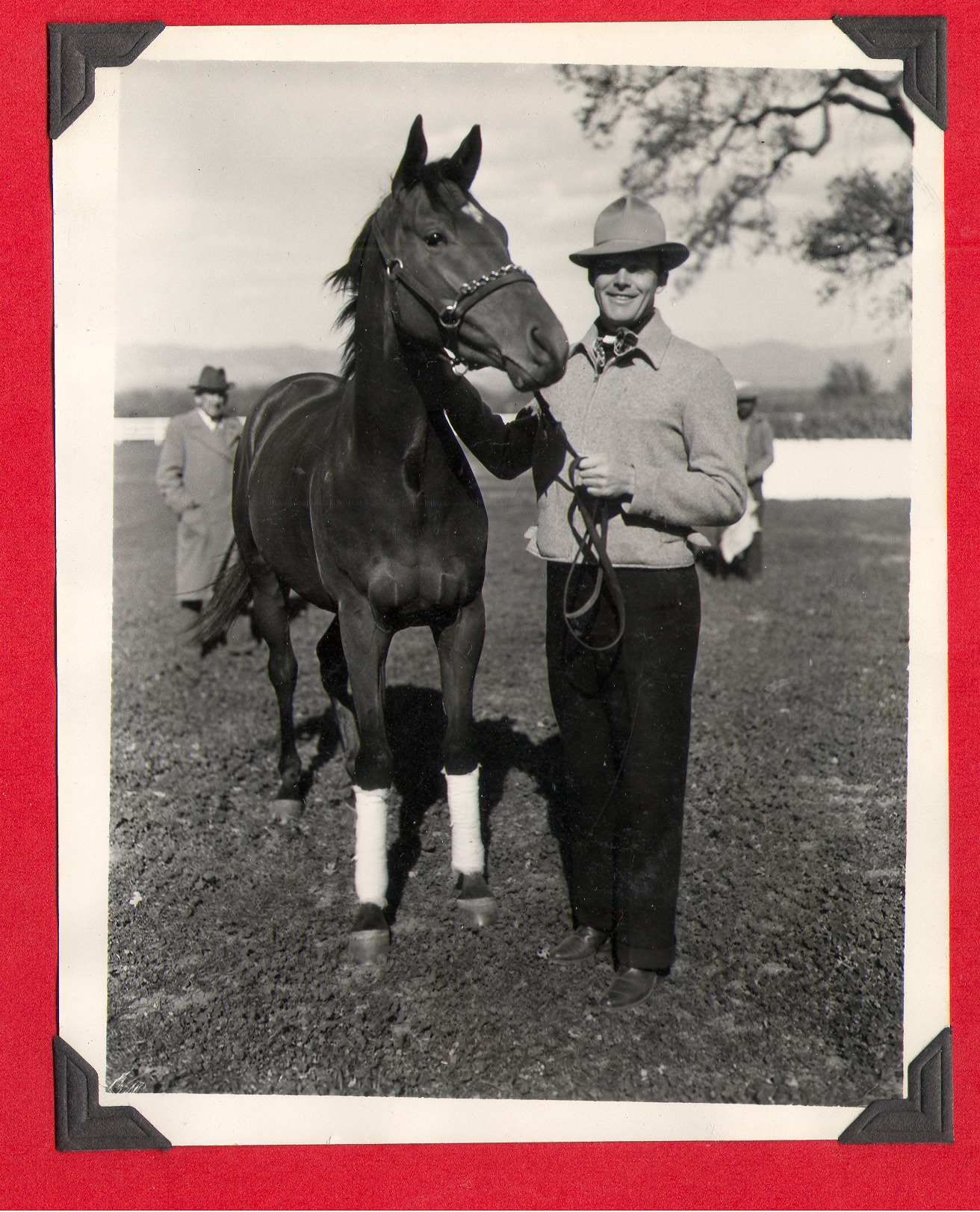 Man with Rex Bell's race horse: photographic print
