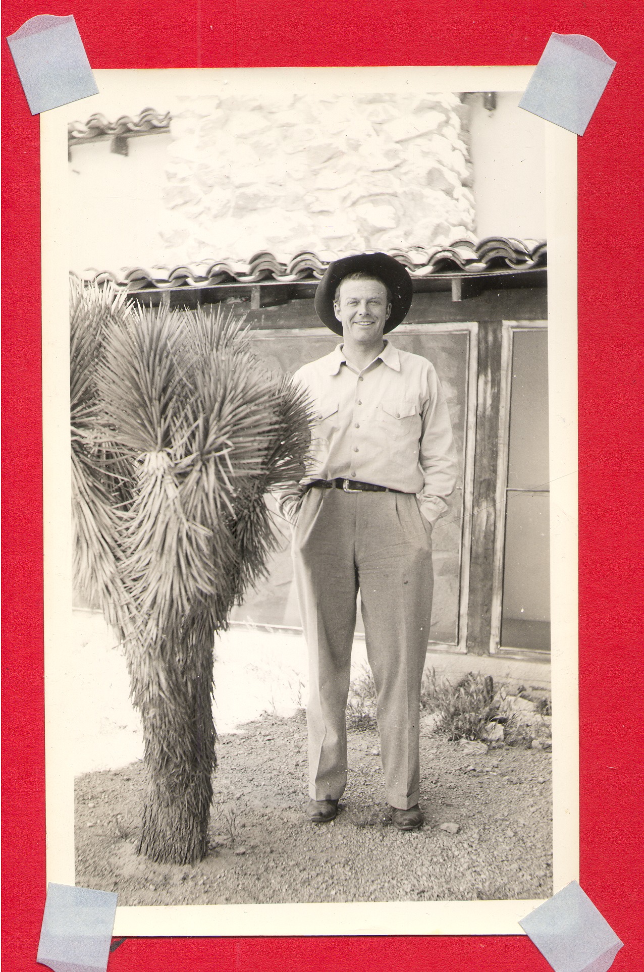 Rex Bell near the ranch house: photographic print