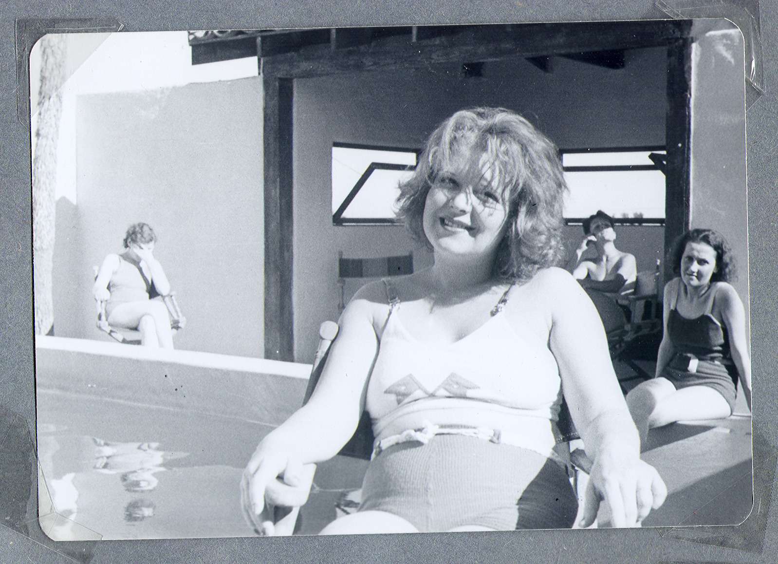 Clara Bow Bell sitting by the pool at Walking Box Ranch, Nevada: photographic print