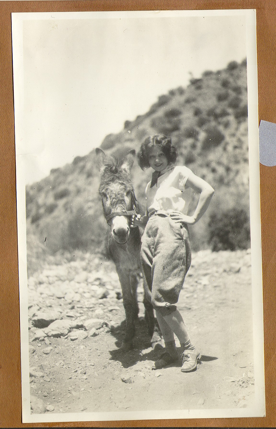 Clara Bell Bow with Beautiful, the donkey, at Walking Box Ranch, Nevada: photographic print