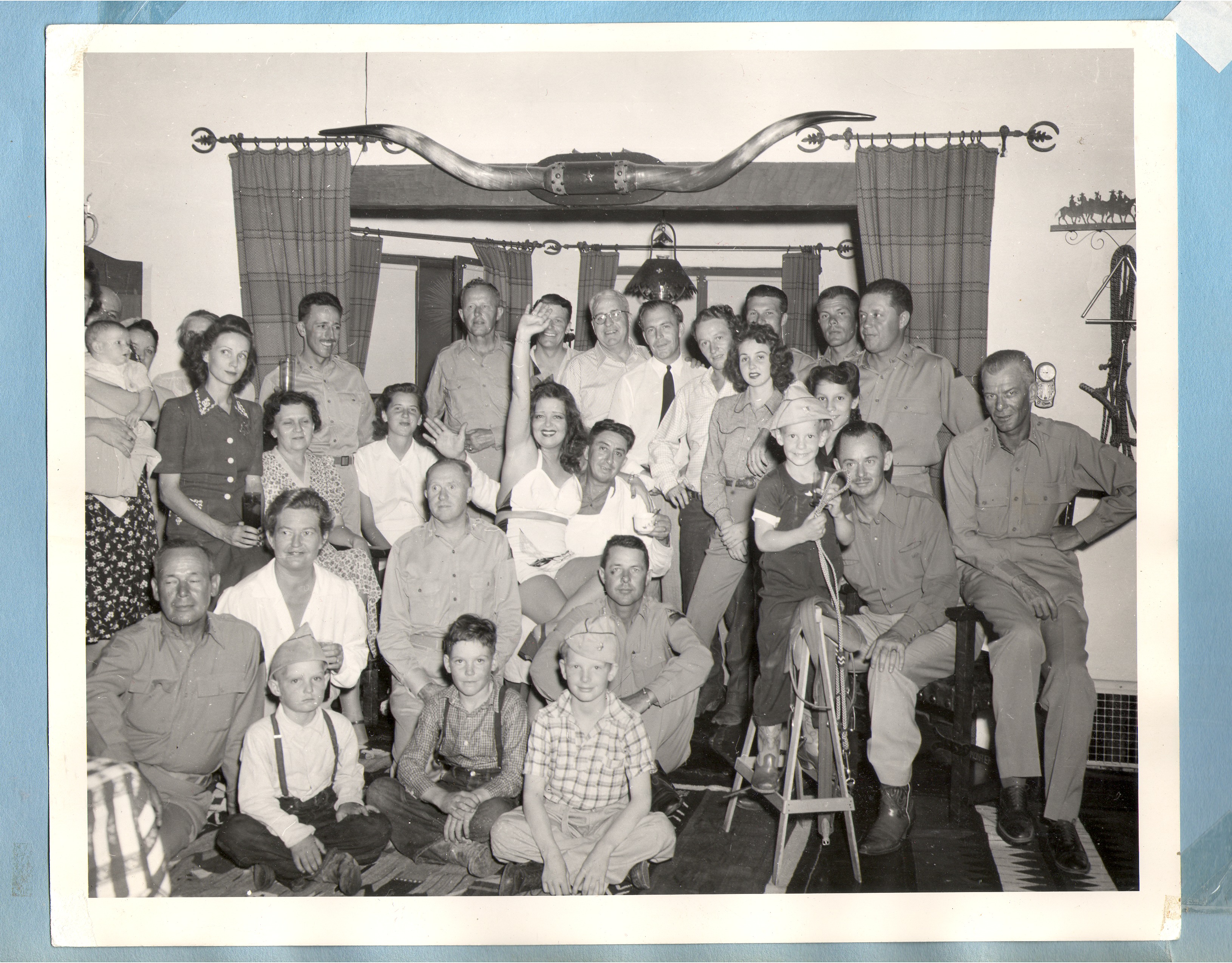 Group of servicemen (for General Patton) at a party at Walking Box Ranch, Nevada: photographic print