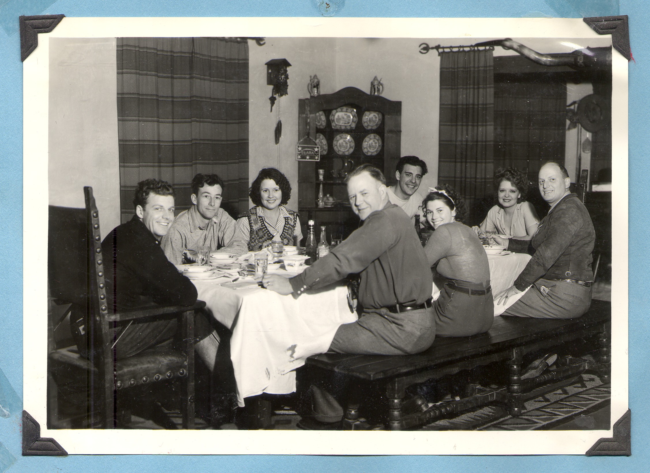 Group of people seated at the dining table in the ranch house at Walking Box, Ranch: Nevada: photographic print