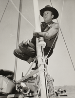 Rex Bell on a sailboat at Lake Mead: photographic print