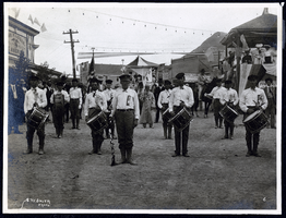 Photograph of Tonopah Railroad Carnival marching band, Tonopah (Nev.), early 1900s