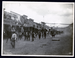 Photograph of a parade on Main Street, Tonopah (Nev.), early 1900s