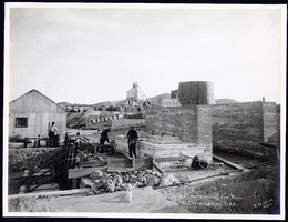 Photograph of building foundations for Combination Mill, Goldfield (Nev.), early 1900s