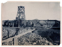 Photograph of men working at January Lease mine, Goldfield (Nev.), early 1900s