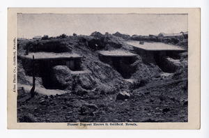 Postcard of dug-out houses, Goldfield (Nev.), 1900-1925