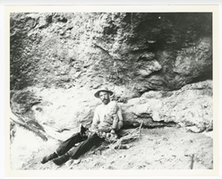 Photograph of O. K. Reed and his son Little O. K. near his claim at Gold Reed, Tonopah (Nev.), 1920