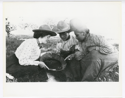 Photograph of three women gold panning at Resting Spring Ranch, Warner Spring (Nev.), 1915