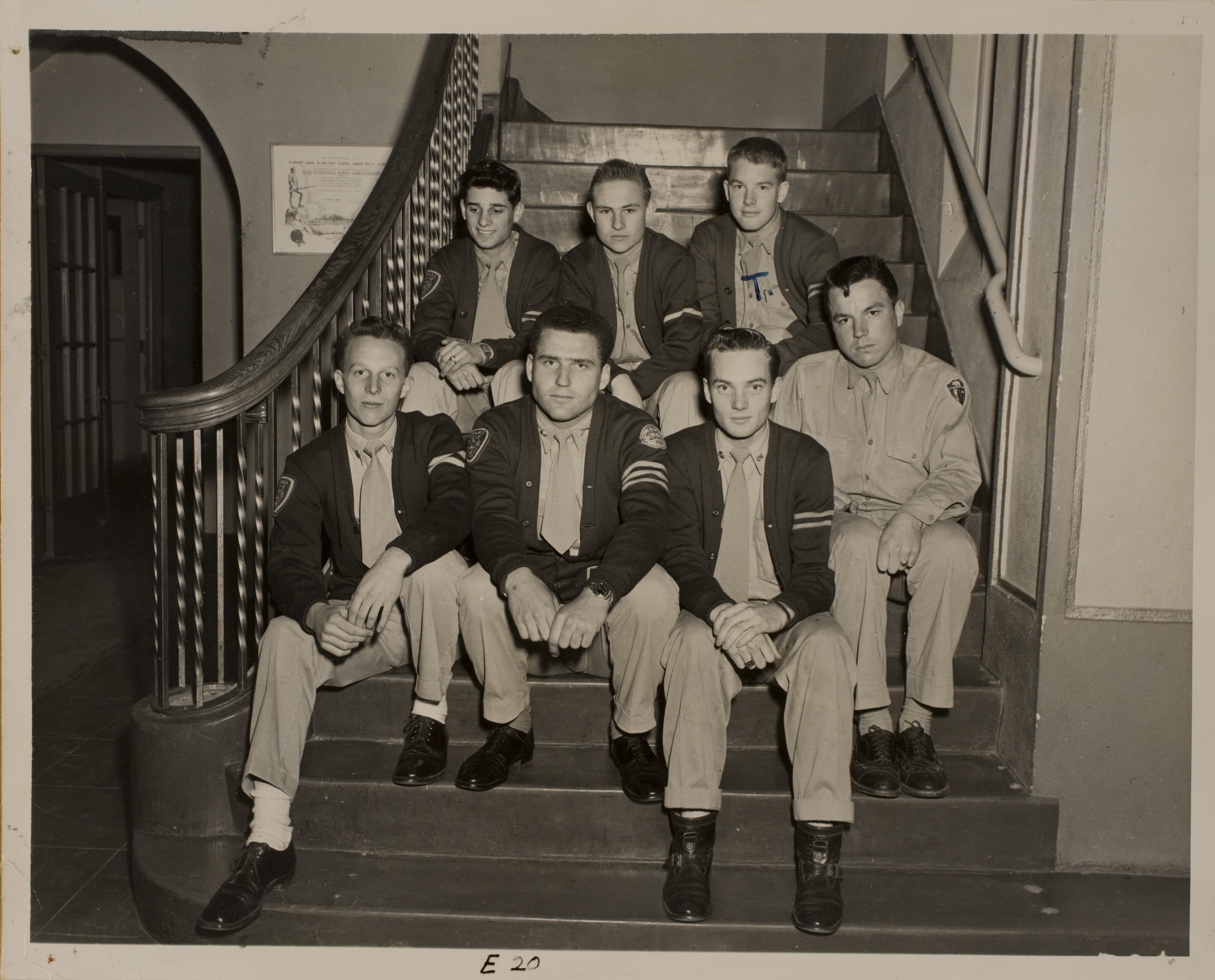 Rex Anthony Bell, Jr. (second row on the right) at Elsinore Naval and Military School Private School in  Lake Elsinore, California: photographic print