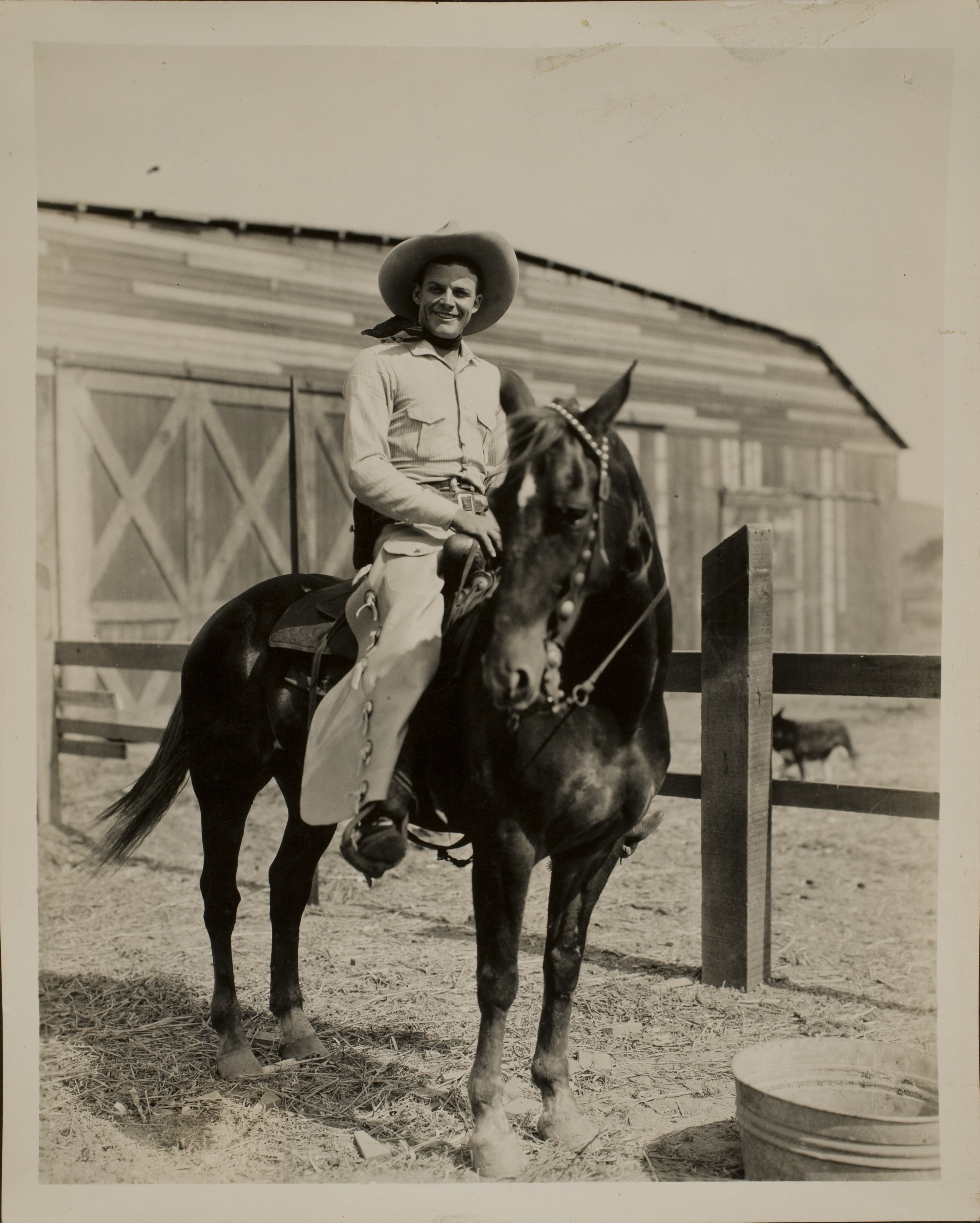 Rex Bell (George Francis Beldam) on a horse: photographic print