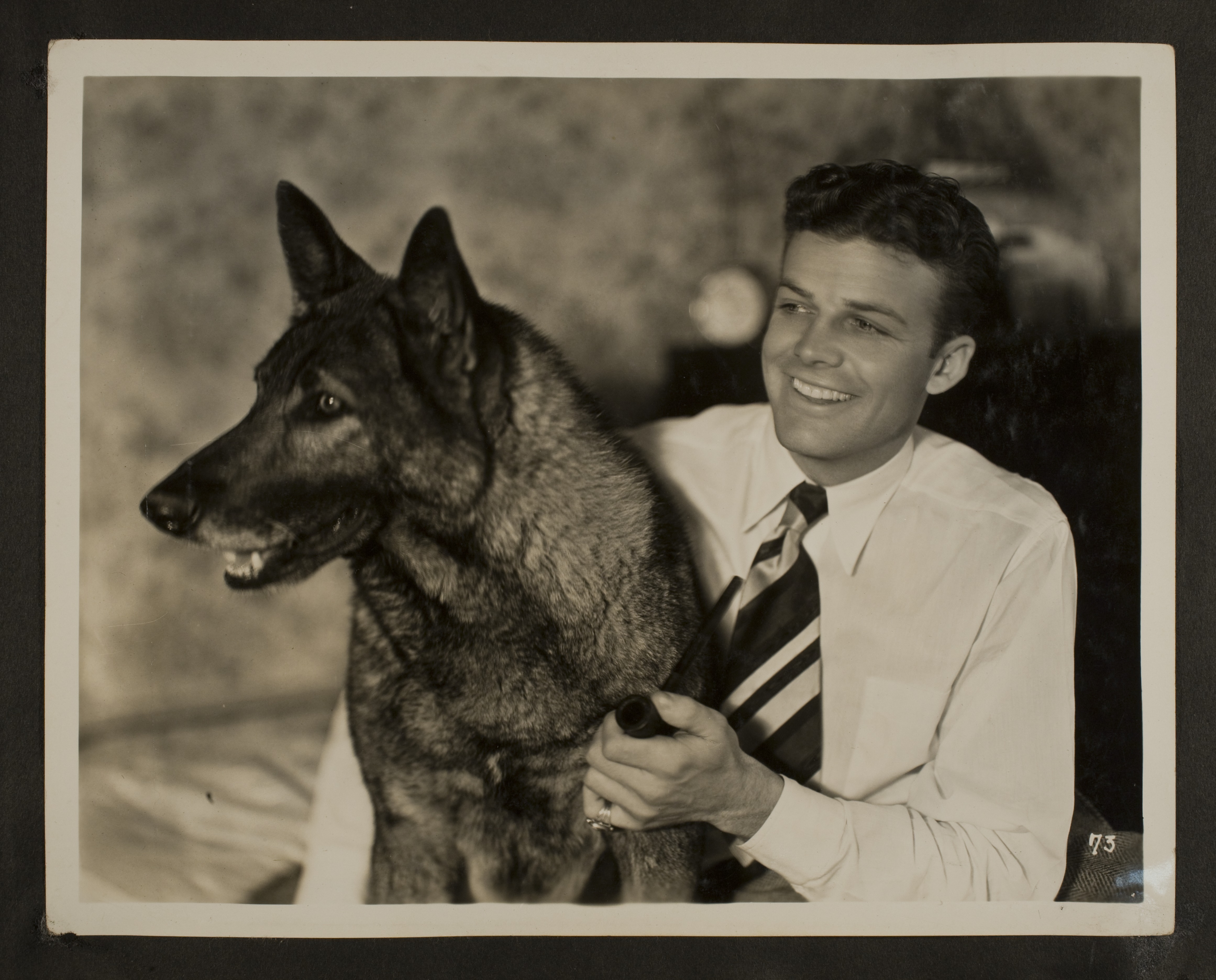 Rex Bell (George Francis Beldam) and German Shepherd (Boco): photographic print
