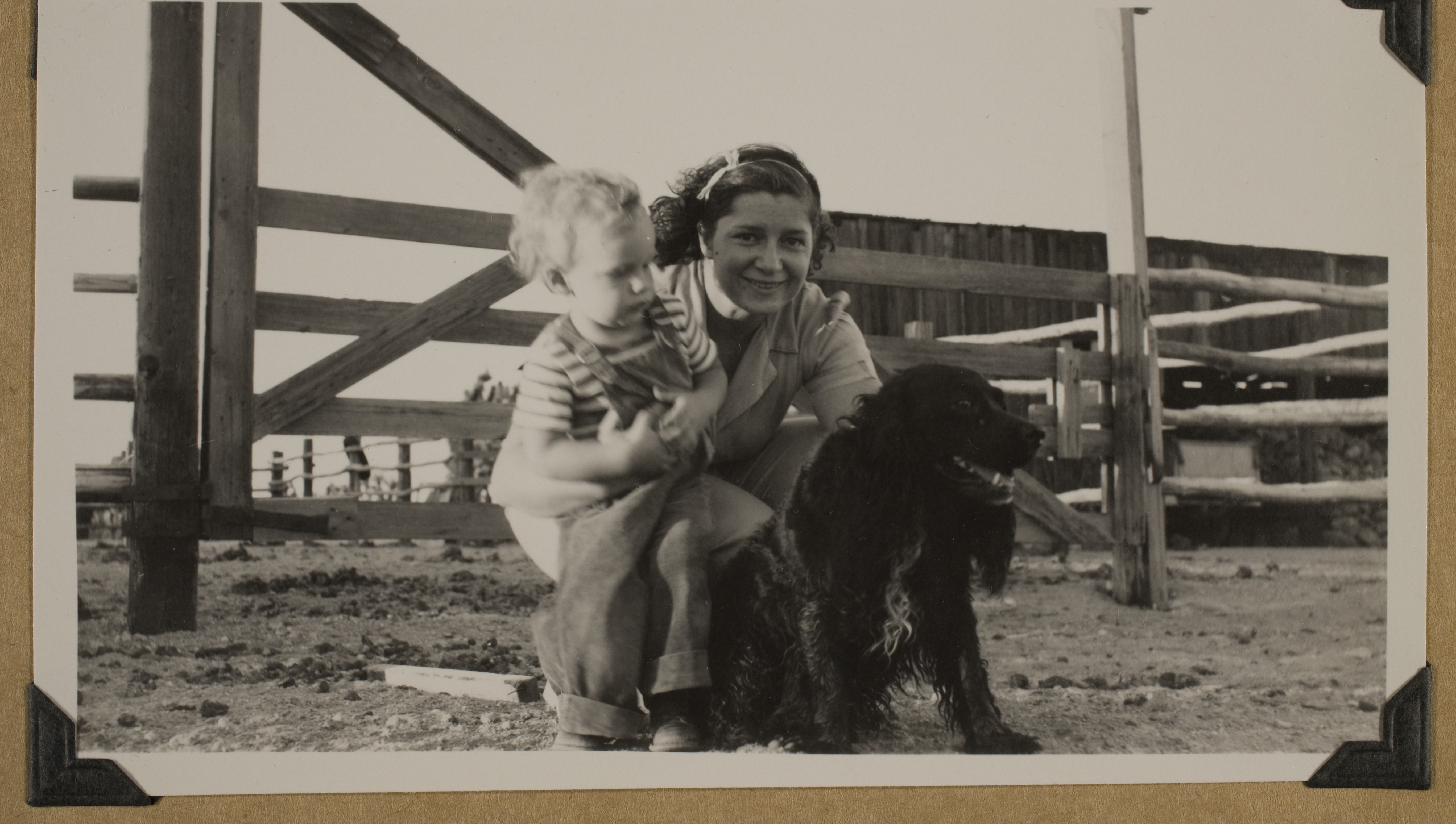 Unidentified woman and Rex Anthony Bell, Jr (Toni Larbow Beldam) at Walking Box Ranch with Diablo the Cocker Spaniel: photographic print