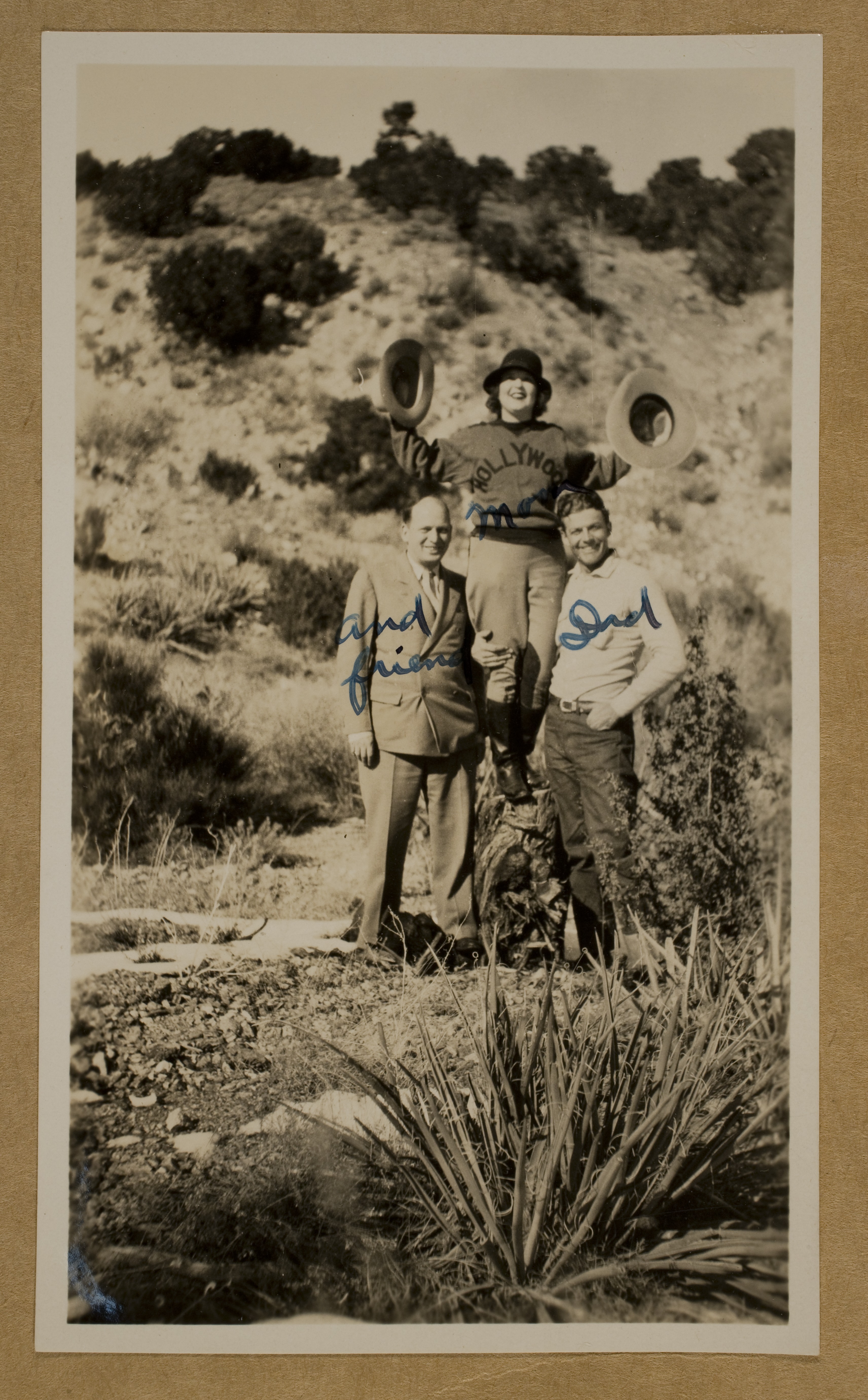 Unidentified man, Clara Bow and  Rex Bell (George Francis Beldam) in an unidentified desert location: photographic print