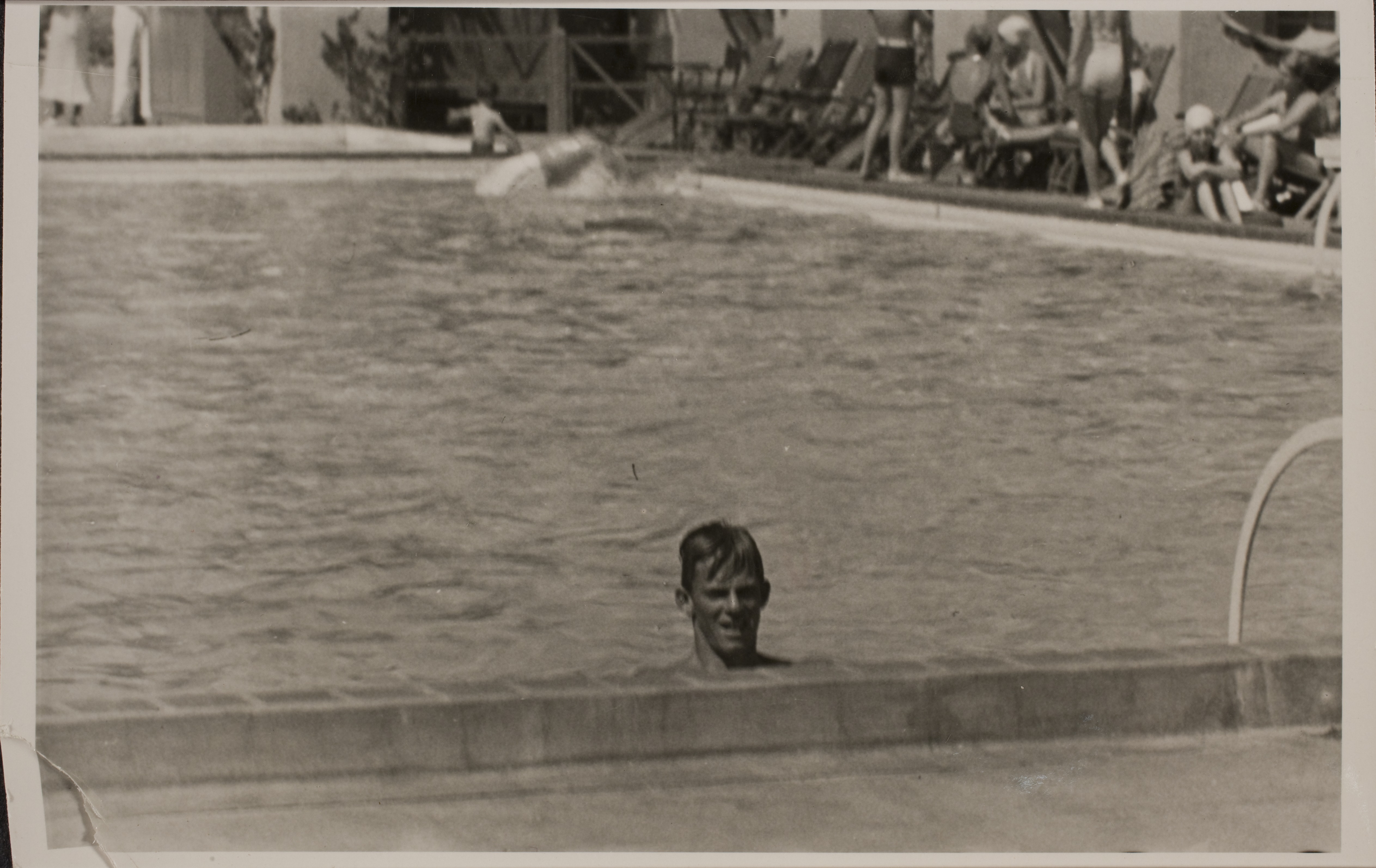 Unidentified man in unidentified pool location: photographic print