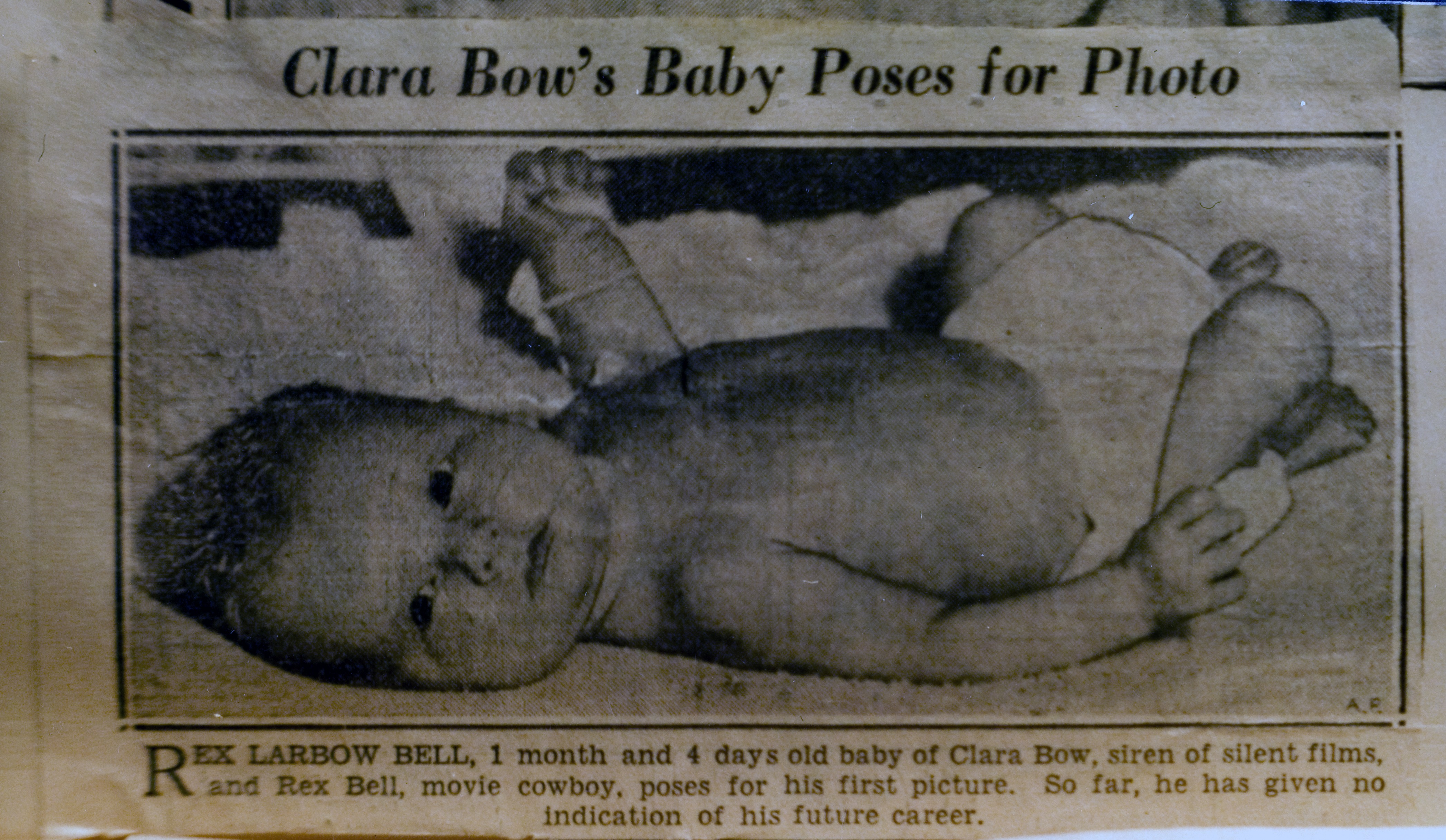 Newspaper clipping of Rex Anthony Bell, Jr (Toni Larbow Beldam)'s birth: newspaper clipping