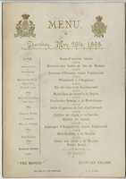 The Monico, Egyptian Saloon, menu, May 26, 1898